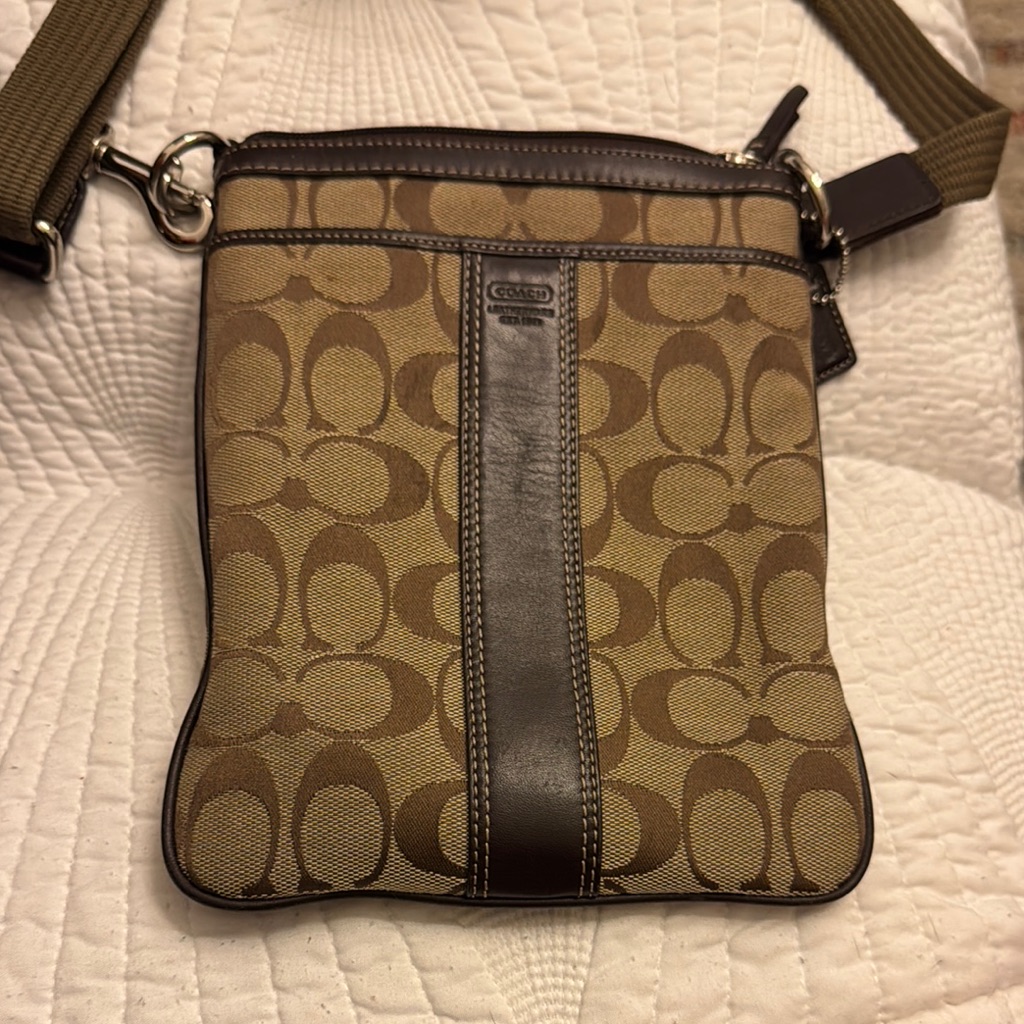 Coach Brown Messenger Bag With Signature Monogram